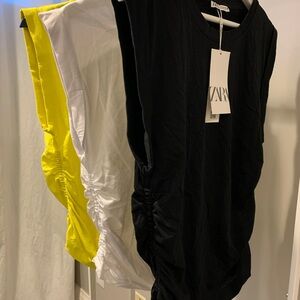 Zara Trio of Black, White, and Yellow sleeveless t-shirts